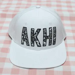 Cotton 6 Panels Snapback Letters Embroidery And Printed Flat Bill Hip Hop Hat White Cap With Black Logo European Head Size
