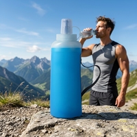 Bouteille d'eau souple en TPU ergonomique et durable de 500 ml, professionnelle pour le fitness et la gym, design anti-éclaboussures, étanche et écologique