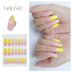<span class=keywords><strong>Faux</strong></span> ongles français Extra-longs à pression, huile brillante, rose, cercueil, ballerine, Gel UV, à pression, ombré - Product Image 1