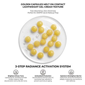Crème Hydratante Visage Éclaircissante au Niacinamide Liposomique et à <span class=keywords><strong>l</strong></span>'Argousier, en Capsules Dorées à la Vitamine C, Effet Peau de Verre, Marque Privée - Product Image 5