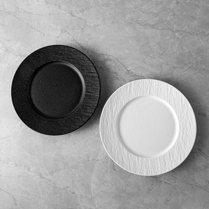 Plato Trinche De porcelana, conjunto De platos De roca, Vajilla De cerámica negra para servir platos para Catering, restaurante y Hotel De estilo mexicana para bodas - Product Image 3