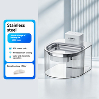 Fontaine à eau pour animaux de compagnie de grande capacité 3,1 L avec dessus en acier inoxydable, ultra silencieuse, facile à nettoyer, filtres sans BPA inclus
