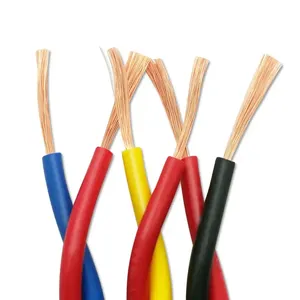 Cable eléctrico RVS de 2 núcleos 450/750V Coprer 0,5 0,75 1 1,5 2,5mm aislamiento de PVC Cable trenzado Flexible