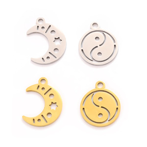 Ciondolo Yin Yang Gossip 30 Sole Luna Mano Pentagramma Lucidato a Specchio Luna Fatto a Mano per Creare Orecchini e Collane Fai-da-Te - Product Image 4