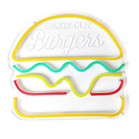 Enseigne lumineuse LED néon en forme de hamburger, thé au lait, frites, ramen, poulet frit pour stand publicitaire et décoration de marché nocturne