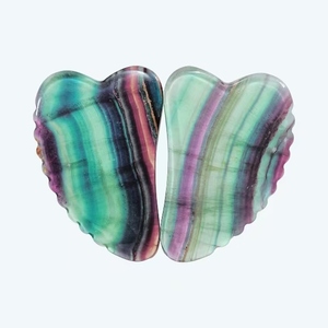Prix de gros d'usine d'origine, plaque de gua sha en jade fluorite naturel coloré en forme de cœur - Product Image 2