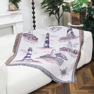 Plaid en tapisserie à motif de <span class=keywords><strong>carte</strong></span> de phare vintage, faible MOQ, direct usine, pour la décoration <span class=keywords><strong>du</strong></span> salon, de la chambre, <span class=keywords><strong>du</strong></span> canapé et de la maison de plage - Product Image 3