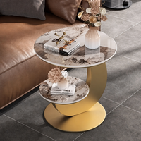 Runder Holz-Beistelltisch, Kleiner Couchtisch für Wohnzimmer und Nachttisch, Luxuriöser Hochwertiger Sofa-Beistelltisch, Niedlicher Freizeitstil