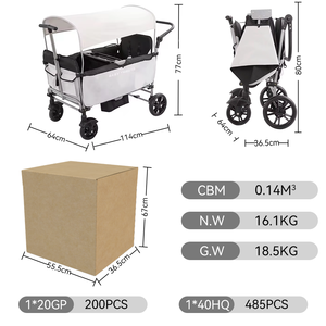 Carrito <span class=keywords><strong>Plegable</strong></span> Purorigin de 4 Ruedas con Estructura de Acero para Transportar Gemelos, Bebés y Niños Pequeños, Carrito de Arrastre para Exteriores - Product Image 4