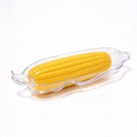 Plateaux en plastique transparent en forme d'épi de maïs, plats de service transparents en forme de maïs pour les fêtes barbecue et les dîners à la maison