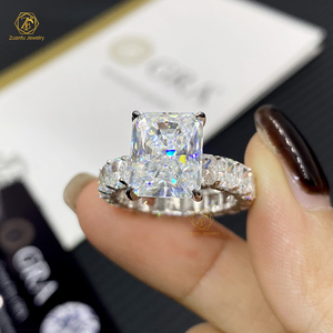 도매 GRA VVS D 5캐럿 9x11MM 빅 라디언트 모이사나이트 다이아몬드 반지 925 스털링 실버 약혼 예물 남성용 고급 주얼리 - Product Image 4