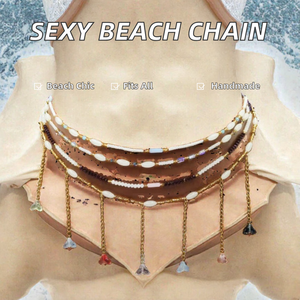 Cadena de cintura de aleación con grava irregular multicapa, sexy, para playa, ajustable, hecha a mano, 70+20cm, estilo europeo americano, para bikini de adultos - Product Image 2