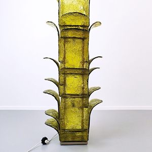 Lámpara de Pie de Vidrio Artístico, Diseño Hueco Verde, Luminaria LED Moderna de 52x140cm, Control de Interruptor de Luz Tricolor - Product Image 1
