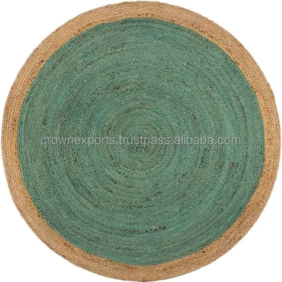 Tapetes e tapetes de juta trançados artesanais marrons e verdes da índia personalizado tamanho estilo juta tapetes tapete de cânhamo e tapetes