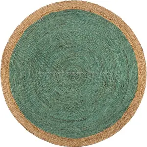 Karpet dan karpet rami coklat dan hijau kepang buatan tangan dari india ukuran disesuaikan karpet rami gaya dan karpet