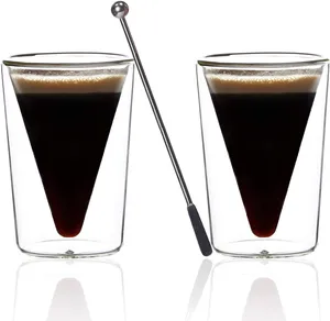 Vasos Espresso de doble pared, vasos de borosilicato de 3 onzas con aislamiento térmico más grueso