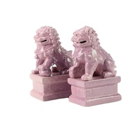 Statues de lions en céramique de la série RYXP21, couleur argentée rose, dorée, verte et violette, en paire