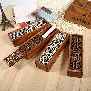 Wooden Hollowed Out <b>Pen</b> <b>Box</b> With Pull Out Lid Jewelry Packaging Gift <b>Box</b> For Bracelet Necklace Hairpin Solid Wood Case - Product Image 3
