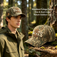 Casquette de baseball personnalisée à 5 panneaux, de haute qualité, avec logo brodé, motif camouflage woodland et broderie arbre, pour la chasse et le sport, vente en gros