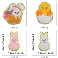 Beste Kwaliteit Kleding Letter Patch Easter Day Lovertjes Letter Patch Kleurrijke Konijn Chenille Patches