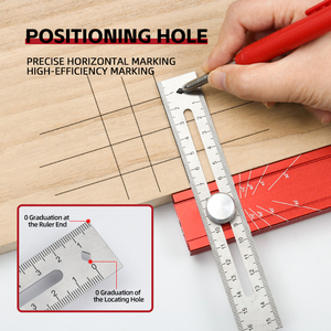 पोर्टेबल बहुउद्देश्यीय अंकन शासक-दोहरे पैमाने (मीट्रिक/शाही) कोण माप, स्तर और गहराई गेज के साथ - Product Image 3