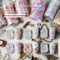 Papel de Transferencia para Uñas con Diseño Floral de Rosas Vintage, Adhesivos de Transferencia para Uñas con Patrón de Mariposas y Flores, para Manicura DIY en Salón de Uñas