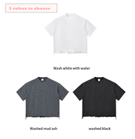 Camiseta de Algodón de 350G de Alto Gramaje, Estilo Vintage Lavado, Oversize con Dobladillo Desgastado, Personalizable con Logotipo, Streetwear, Camiseta Lisa, Fabricante OEM ODM