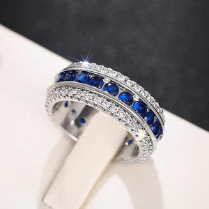 T0789 Anello Eternity da Donna in Oro Massiccio 18K con Zaffiri, Taglio Brillante Rotondo, Incastonatura a Canale, Gioiello Raffinato per Matrimonio - Product Image 6