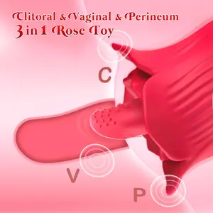 Mainan seks pasangan dewasa neonkepulauan 10 Mode Stimulator getar mawar realistis Vibrator lidah cumi klitoral untuk wanita puting