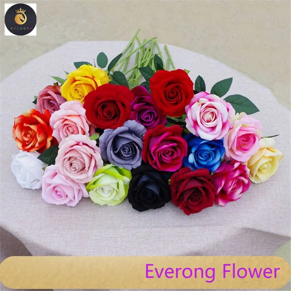 Bất động cảm ứng lụa trắng hồng Rose nhân tạo nhung Rose Flowers hoa nhân tạo Rose trang trí cho đám cưới