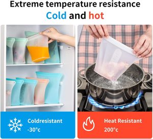 Sacs de conservation alimentaire en silicone anti-fuite à fermeture éclair, réutilisables, écologiques, de qualité alimentaire, pour congélateur, liquides et collations - Vente chaude - Product Image 6