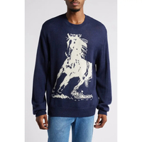 Pull en maille douce à col rond pour homme, tendance, avec motif animal, décontracté, chaud, pour l'hiver
