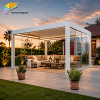 Pergola à écran zippé gris, structure en aluminium, stores extérieurs coupe-vent, protection solaire pour jardin, patio, balcon