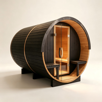Cabine de sauna circulaire extérieure pour jardin et resort, 1800x2100mm, en bois de cèdre, de pruche et d'épicéa, grande cabine de sauna
