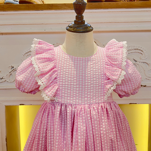 Vacanze di supporto floreale senza maniche Smocked per bambini per bambine 2-12y bambini bambini Baby strisce bianche gonna abiti Vintage - Product Image 4