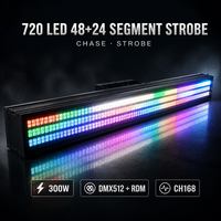 Projecteur Stroboscopique 720 LED 48+24 Segments DMX512 RGBW pour Scène, Effet de Chasse Lumineuse, DJ, Fête, Concert, Bar, Disco, 300W, Dimmable, Suspendu
