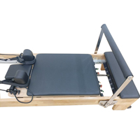 Massives Eichenholz Pilates Reformer Gerät – Kommerzielle Studio-Qualität Yoga Core Trainingsliege mit hochpräzisem Gleitmechanismus, tragbar und verstellbar