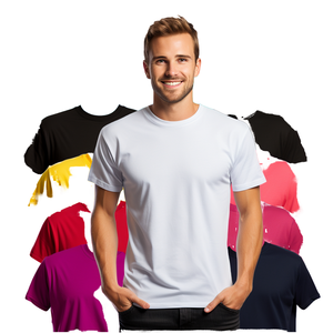 Camisetas Casuales para Hombre al por Mayor, Personalizadas con el Logotipo de su Marca, 100% Algodón, Impresas en Serigrafía y Bordadas - Diseño en Blanco - Product Image 1