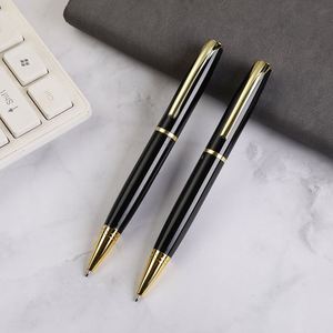 Gloss Piano Black Gold Trim Twist Metal Ballpoint <b>Pen</b>, Classic Luxury Rotating Executive Signature <b>Pen</b> - Product Image 4