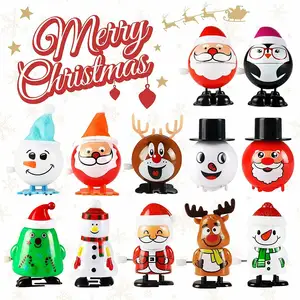 12 Series Wind Up Winding Penguin Santa Claus Elk Tree Clockwork Christmas Toy gifts Set