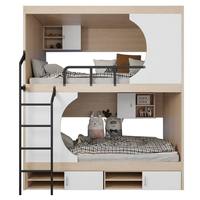 Lit superposé contemporain en bois pleine grandeur pour appartement, idéal pour dortoir, mobilier commercial