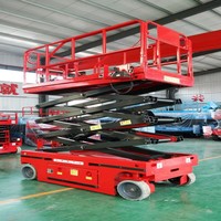 Plateforme de travail aérienne mobile à ciseaux autopropulsée électrique sur roues 8m 10m 12m, élévateur hydraulique pour réparation d'entrepôts