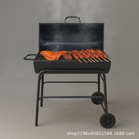 Barbecue au charbon de bois portable et robuste avec chariot et étagère de rangement pour jardin, camping, pique-nique, fête
