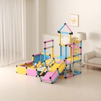 Structure d'escalade polyvalente pour enfants avec toboggan et piscine à balles, château de jeu à assembler pour l'entraînement sensoriel des bébés à domicile