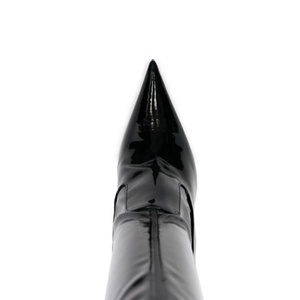 Sexy Metal Slim Heels Women's Skintight Over Knee Boots Pointed Toe Patent Stiletto Long <b>Booties</b> Thigh High Shoes - Product Image 5