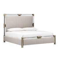 Lit en acrylique de style moderne de haute qualité, cadre en acier inoxydable et lucite, rembourré, personnalisable, taille King/Queen pour chambre à coucher