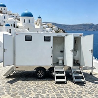 Promotion : Remorque Sanitaire Portable de Luxe à 4 Cabines, à Double Essieu, avec Urinoir et Lavabo, pour Événements Extérieurs et Chantiers