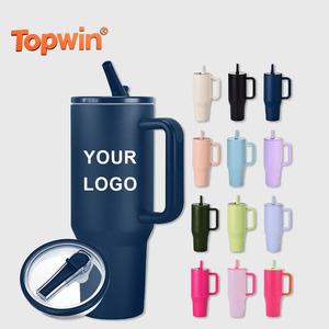 New <b>Straw</b> Lids Travel Insulated 40 oz Wholesale Car Tumblers Thermal Mug Stainless Steel 40oz Tumbler <b>with</b> Handle - Product Image 1