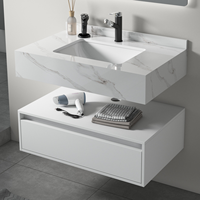 Lavabo mural double couche de luxe, vasque artificielle moderne en bois pour salle de bain