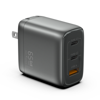 Cargador de Pared USB C GaN de 65W, Adaptador de Corriente de Carga Rápida Compacto de 3 Puertos para iPhone, Galaxy, Pixel 10/9, Dell XPS, iPad Pro